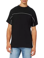 Koszulki męskie - Urban Classics Męski T-shirt Reflective Tee z paskami odblaskowymi, Black (Black 0007), L - miniaturka - grafika 1