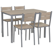 Stoły z krzesłami - Beliani Beliani Zestaw do jadalni stół i 4 krzesła jasne drewno z białym BLUMBERG - miniaturka - grafika 1