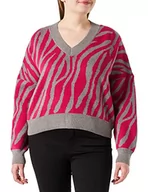 Swetry damskie - myMo Damski sweter z dzianiny 12419546, szary różowy, XS-S - miniaturka - grafika 1