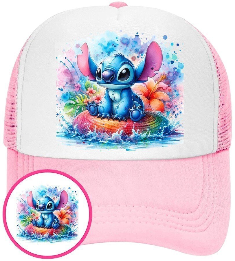 Czapka z Daszkiem Lilo i Stich Różowa z Nadrukiem Na Lato Siatka Bejsbolówka
