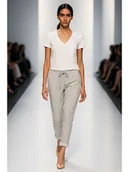 Spodnie sportowe damskie - Spodnie szare YY600057 - miniaturka - grafika 1