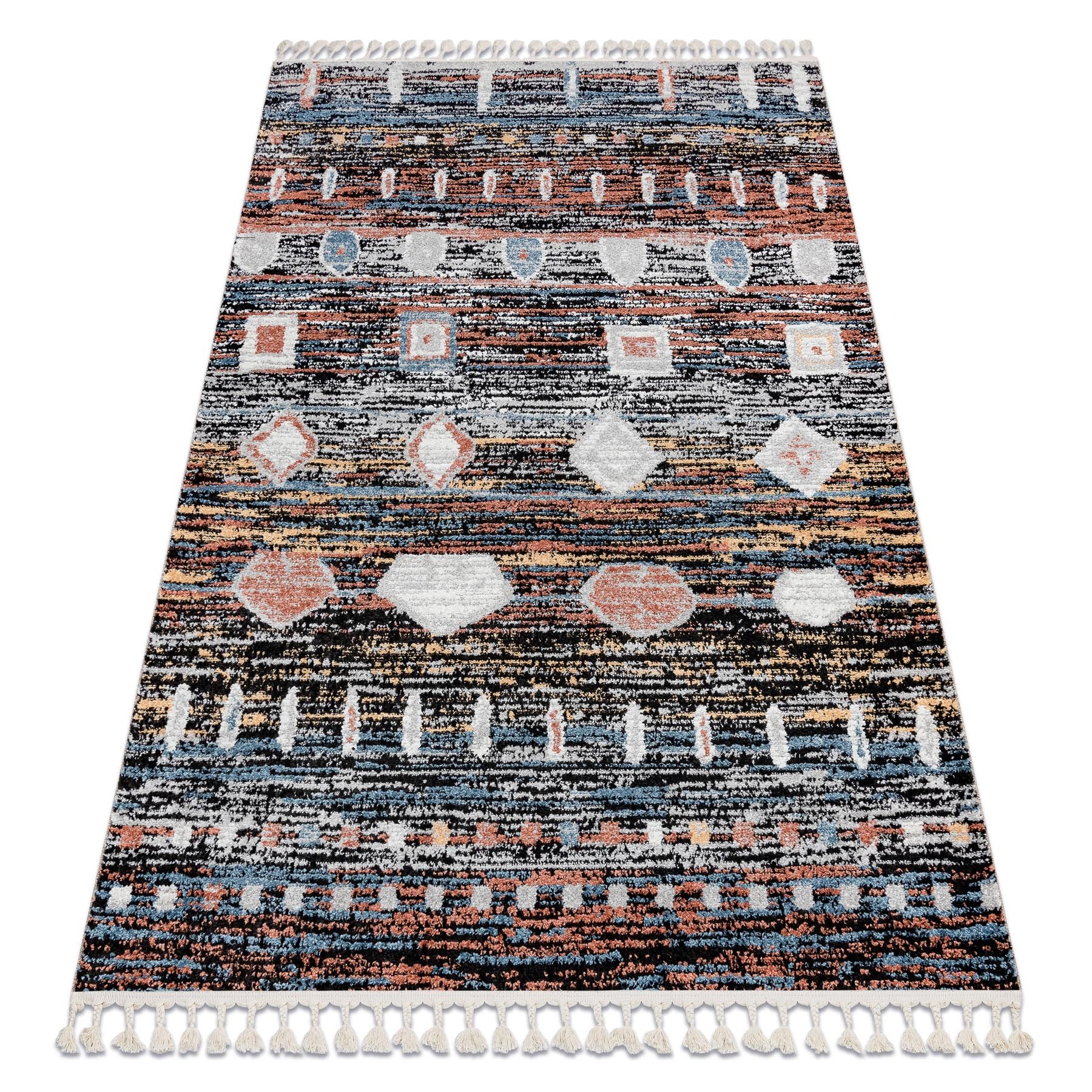 Dywan nowoczesny BELLE BR36A / róż Frędzle czarny 180x270 cm