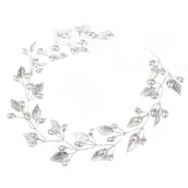 Ozdoby do włosów - OZDOBA DO WŁOSÓW ślubna SREBRNA perły LISTKI ślub - miniaturka - grafika 1