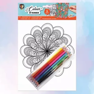 Creative Craft Group Malowanie po numerach Mandala, 6 arkuszy+5 ołówków - Malowanie po numerach - miniaturka - grafika 1