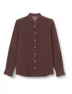 Koszule męskie - Hackett London Męska koszula barwiona lniana P, Brązowy, XL - miniaturka - grafika 1
