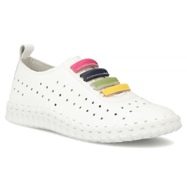 Półbuty damskie białe Filippo DP7693/26 skórzane ażurowe wsuwane lekkie -39