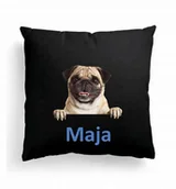 Poduszki dekoracyjne - Foto Poduszka Czarna Pies Piesek mops mopsik - miniaturka - grafika 1