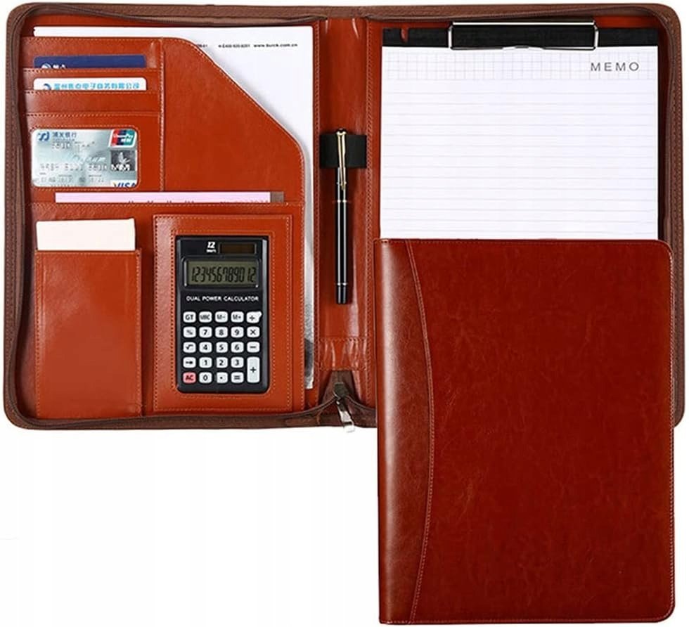 Elegancki Biwuar Aktówka Teczka Biznesowa Multi Organizer A4 Brązowa