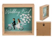 Skarbonki - Skarbonka OUT OF THE BLUE zbiórka na ślub (Wedding Fund), brązowo-zielona, 20 x 20 x 5 cm - miniaturka - grafika 1