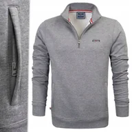 Bluzy męskie - BLUZA Męska Bez Kaptura z Zamkiem Bawełniana Ciepła SZARA L Pako Jeans - miniaturka - grafika 1