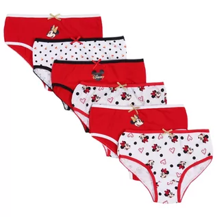 Majtki dla dzieci - Myszka Minnie Disney dziewczęce majtki/figi, czerwone, białe, bawełniane, 6 sztuk, OEKO-TEX 6-7 lat 122 cm - grafika 1