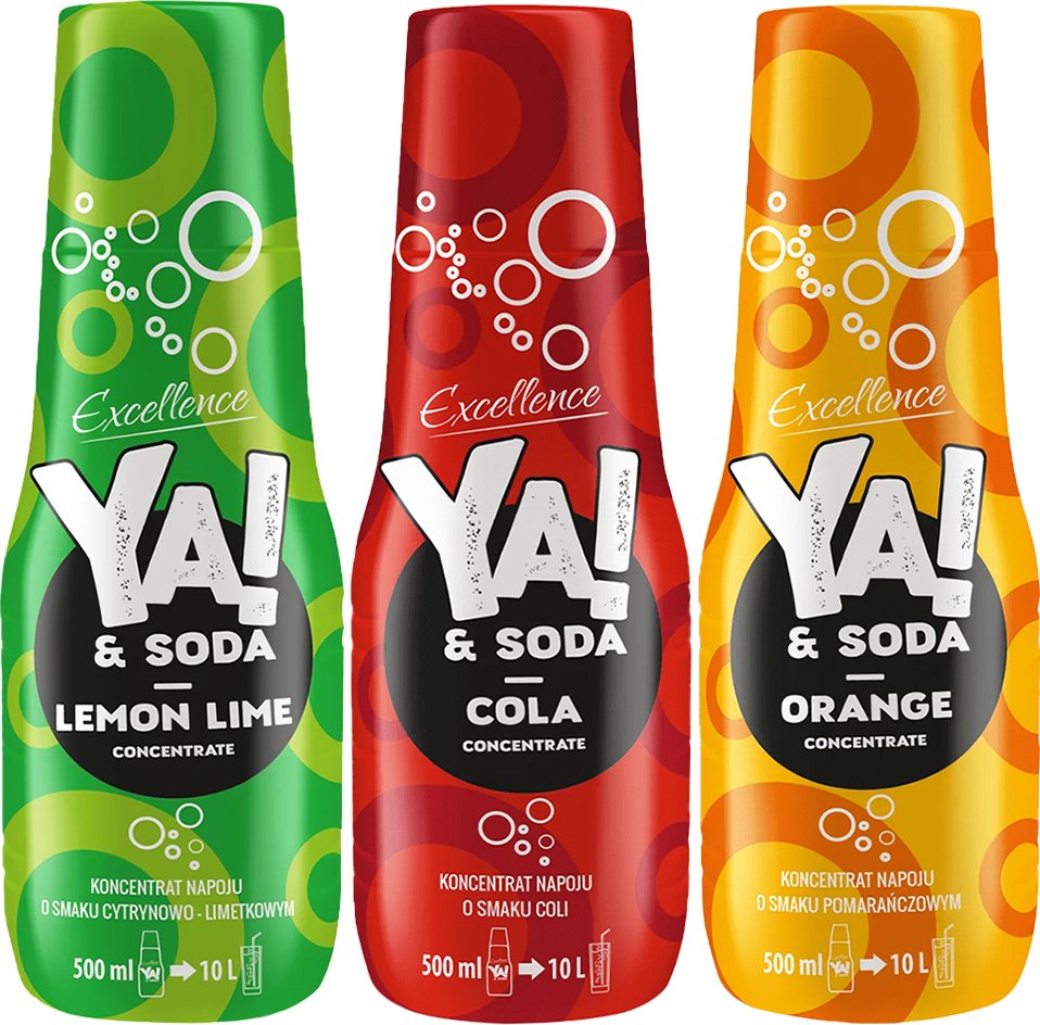 Syrop YA!&SODA cola classic 500ml + Syrop YA!&SODA cytrynowo-limetkowy classic 500ml + Syrop YA!&SODA pomarańcza classic 500ml