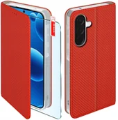 Etui i futerały do telefonów - Etui z klapką do Samsung A36 5G Zamykane Czerwone Futerał + Szkło - miniaturka - grafika 1