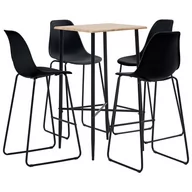 Stoły z krzesłami - vidaXL 5-częściowy zestaw mebli barowych, plastik, czarny - miniaturka - grafika 1