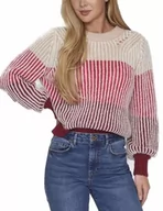 Swetry damskie - Vila Damski sweter z dzianiny w paski, czerwony, XL - miniaturka - grafika 1
