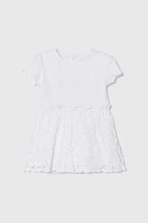 Sukienki i spódniczki dla dziewczynek - Guess sukienka dziecięca kolor biały mini rozkloszowana - grafika 1