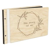 Albumy fotograficzne - Album Na Zdjęcia Pamiątka Ślubu The Story Of Us  W Drewnianej Oprawie Z Czarnymi Kartami Z Grawerem - miniaturka - grafika 1