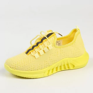 Sneakersy damskie - Żółte sportowe buty damskie SUPER STAR 537G - Suzana - grafika 1