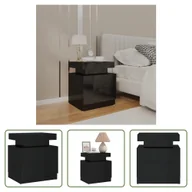 Szafki nocne - The Living Store szafka nocna czarny wysoki połysk 45x35x52 cm materiał drewnopochodny - miniaturka - grafika 1