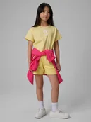 Spodnie i spodenki dla dziewczynek - 4F Spodenki dresowe dziewczęce - żółte 158 (12-13 lat) - miniaturka - grafika 1