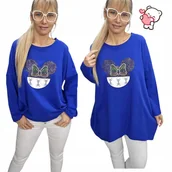 Bluzki damskie - TUNIKA BLUZKA MIKI cyrkonie bawełna błysk wygodna na co dzień 50 52 5XL 6XL - miniaturka - grafika 1