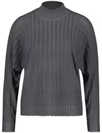 Swetry damskie - Taifun Damski sweter z rękawami nietoperza, rękawy raglanowe, długi rękaw, sweter z długim rękawem, okrągły dekolt, jednokolorowy, antracyt, 42 - miniaturka - grafika 1