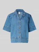 Bluzki damskie - Bluzka jeansowa o pudełkowym kroju z kołnierzem z połami model ‘CECI’ - miniaturka - grafika 1