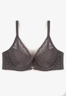 Biustonosze - Ciemnofioletowy Koronkowy Biustonosz Typu Push-Up Delnena - miniaturka - grafika 1