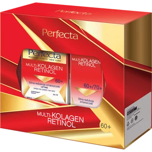 Zestaw Perfecta Multikolagen Retinol Krem na dzień i na noc 60+ plus Krem pod oczy - Zestawy kosmetyków damskich - miniaturka - grafika 1