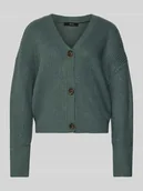 Swetry damskie - Kurtka z dzianiny o kroju relaxed fit z dekoltem w serek model ‘LEA’ - miniaturka - grafika 1