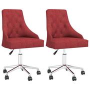 Krzesła - shumee shumee Obrotowe krzesła stołowe 2 szt. winna czerwień obite tkaniną - miniaturka - grafika 1