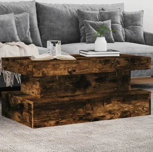 vidaXL Stolik kawowy z oświetleniem LED dąb wędzony 90x50x40 cm - Ławy i stoliki kawowe - miniaturka - grafika 1