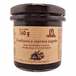 Konfitura z czarnej jagody słodzona erytrytolem bez cukru 160g Vitapol - Konfitury, marmolady, powidła - miniaturka - grafika 1