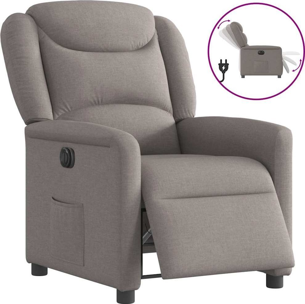 vidaXL vidaXL Elektryczny fotel rozkładany, kolor taupe, obity tkaniną
