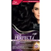 Farby do włosów i szampony koloryzujące - Wella Color Perfect 7, farba do włosów, 1/0 czerń, 50ml - miniaturka - grafika 1