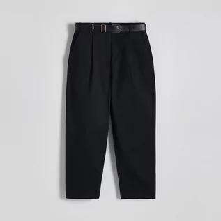 Spodnie damskie - Reserved - Spodnie chino z paskiem - Czarny - grafika 1