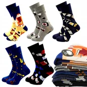 Skarpetki męskie - 5x Skarpety Męskie Długie Bawełniane Skarpetki Wysokie Kolorowe 39-42 - miniaturka - grafika 1