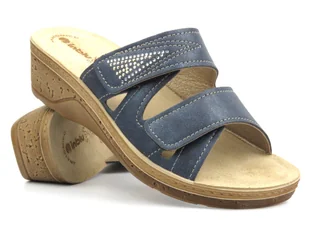 Klapki damskie na koturnie - INBLU PV-04, granatowe - Inblu - Klapki i japonki damskie - miniaturka - grafika 1