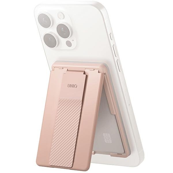 Uniq Heldro ID magnetyczny portfel z podpórką i opaską różowy/blush pink