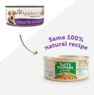 Applaws Taste Toppers Naturalna Mokra Karma dla Psów Kurczak Z Dynią Marchewką I Groszkiem W Bulionie 156g Puszka - Mokra karma dla kotów - miniaturka - grafika 2