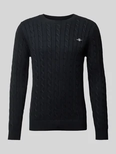 Sweter z dzianiny z wyhaftowanym logo - Swetry męskie - miniaturka - grafika 1