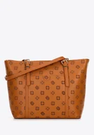 Torebki damskie - Damska shopperka z imitacji skóry w tłoczenie brązowa - miniaturka - grafika 1