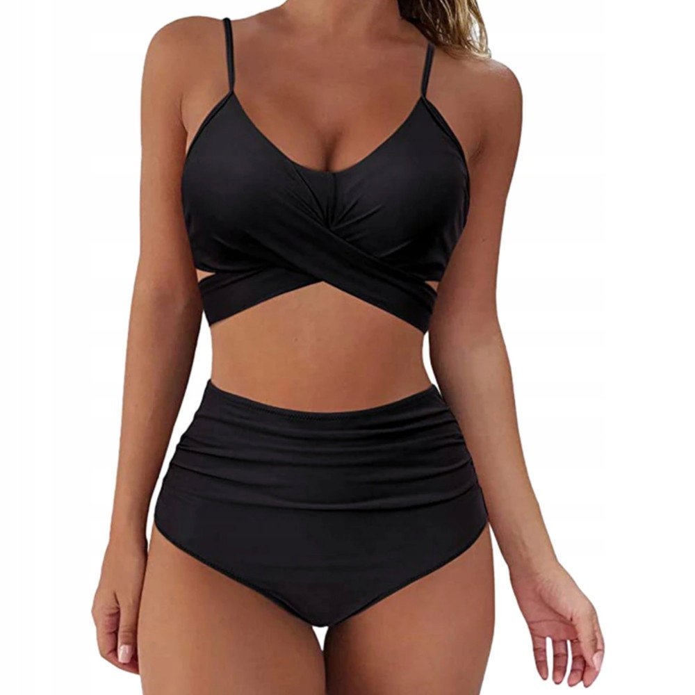 Strój Kąpielowy Dwuczęściowy Kostium Wysoki Stan Boho Bikini Wiązanie Xl 42