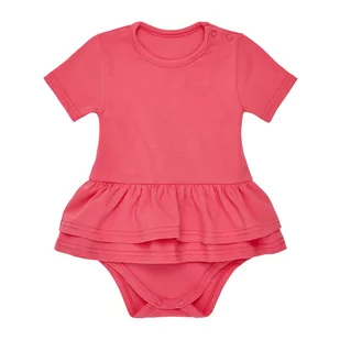 Body z baskinką koralowe, krótki rękaw 74 - Body dla niemowląt - miniaturka - grafika 1