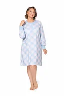 Bielizna nocna - KOSZULA NOCNA DAMSKA M W KRATKĘ NA DŁUGI RĘKAW DŁUGIE SPODNIE BAWEŁNIANA NIEBIESKA - miniaturka - grafika 1