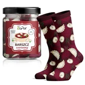 Skarpetki męskie - Skarpety damskie / męskie w słoiku na prezent barszcz czerwony-43-46 - miniaturka - grafika 1