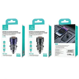 USAMS Ład. sam. C39 USB+USB-C 60W Fast Charge czarny/black CC208CC01 (US-CC208) - Ładowarki samochodowe - miniaturka - grafika 8
