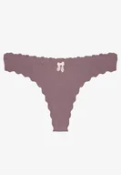Majtki damskie - Fioletowe Bawełniane Majtki Stringi z Prążkowanej Tkaniny Eziane - miniaturka - grafika 1
