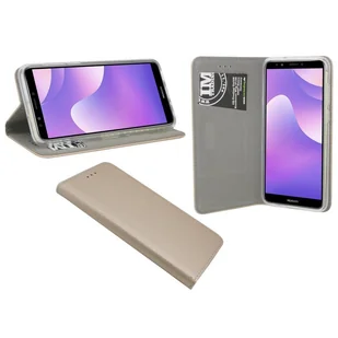 Huawei Y7 2018 etui na telefon komórkowy kieszonka etui z klapką pokrowiec ochronny na smartfona złoty - Etui i futerały do telefonów - miniaturka - grafika 1