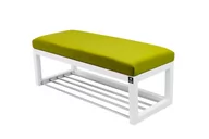 Ławki do przedpokoju - Ławka na buty LPG-4 75 cm EMRAWOOD drewno lite, kolor biały, siedzisko gładkie - kolor pistacja - miniaturka - grafika 1